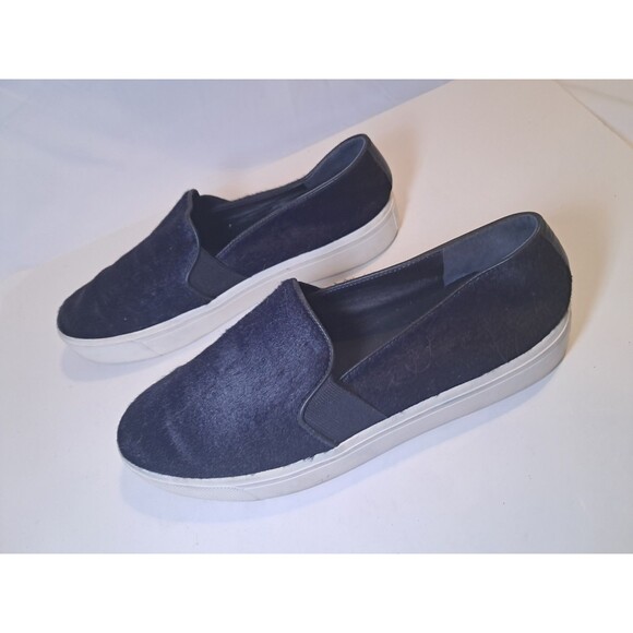 Vince Blair Pony/Calf Hair Sneakers Shoes Dk Blue Casual Slip On Size 7M Womens - Picture 4 of 8